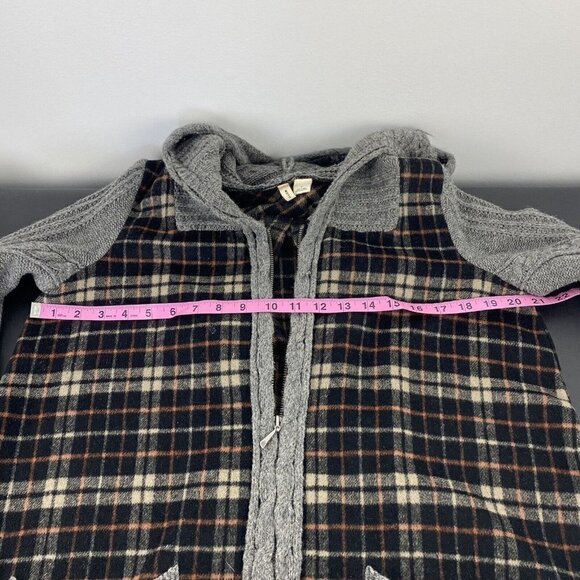 Anthropologie Moth Plaid Sweater Jacket Size S Wool Blend Zip Up Mixed Media - Picture 9 of 11